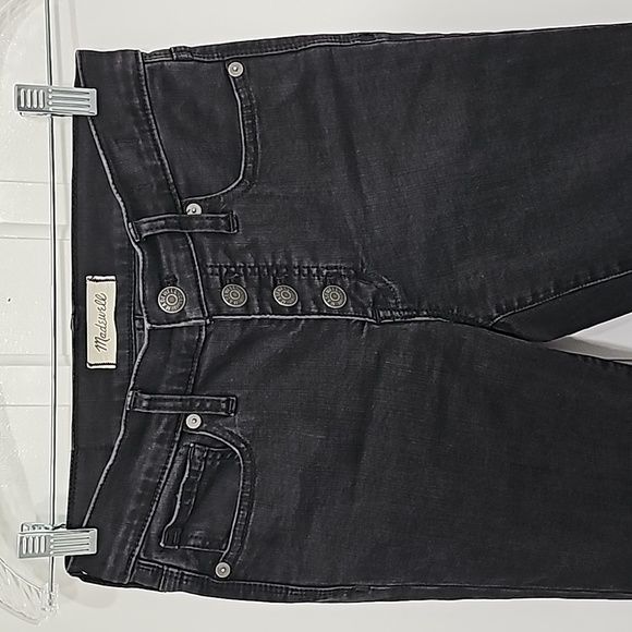 MADEWELL 9" Button Front Mid Rise Skinny Jean Through Edition Chewed Hem Size 25 - Picture 4 of 16
